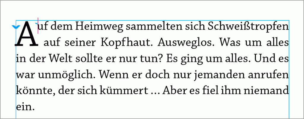 2-zeilge Initiale, 4. obere Grundtextzeile ausrichten